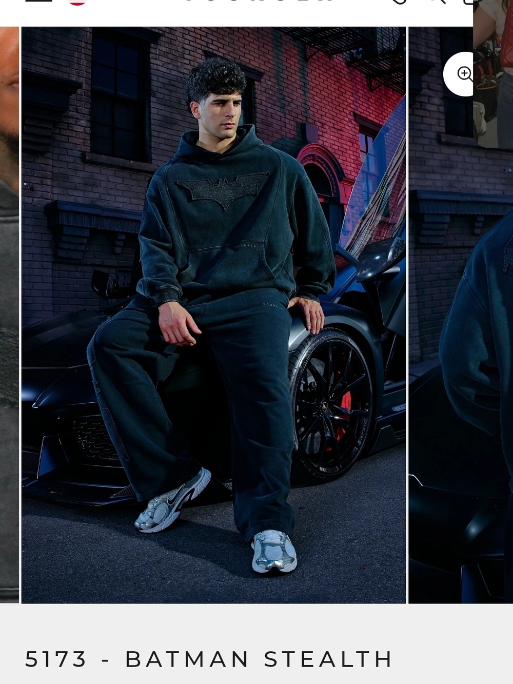 YoungLA Washed Black Bat Emblem Hoodie